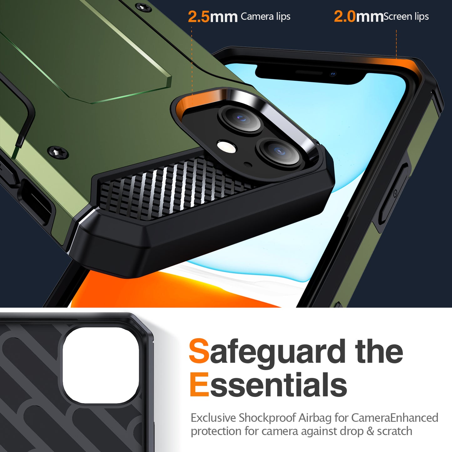 For iPhone 11 Flexible TPU + Hard PC Cover Kickstand Rugged Protective Phone Case