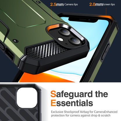 For iPhone 11 Flexible TPU + Hard PC Cover Kickstand Rugged Protective Phone Case