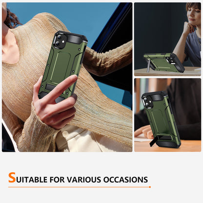 For iPhone 11 Flexible TPU + Hard PC Cover Kickstand Rugged Protective Phone Case