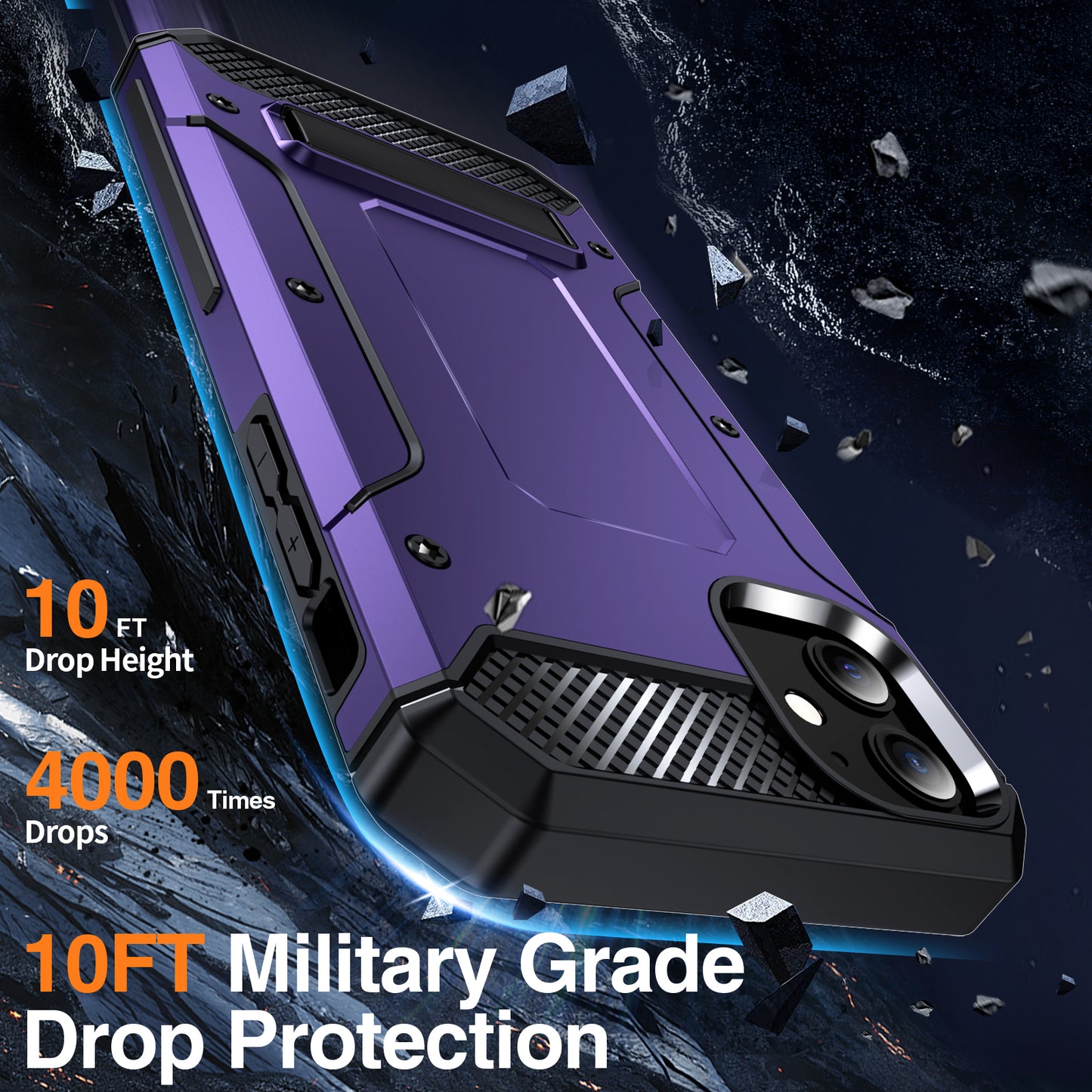 For iPhone 11 Flexible TPU + Hard PC Cover Kickstand Rugged Protective Phone Case