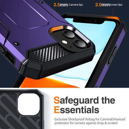 For iPhone 11 Flexible TPU + Hard PC Cover Kickstand Rugged Protective Phone Case