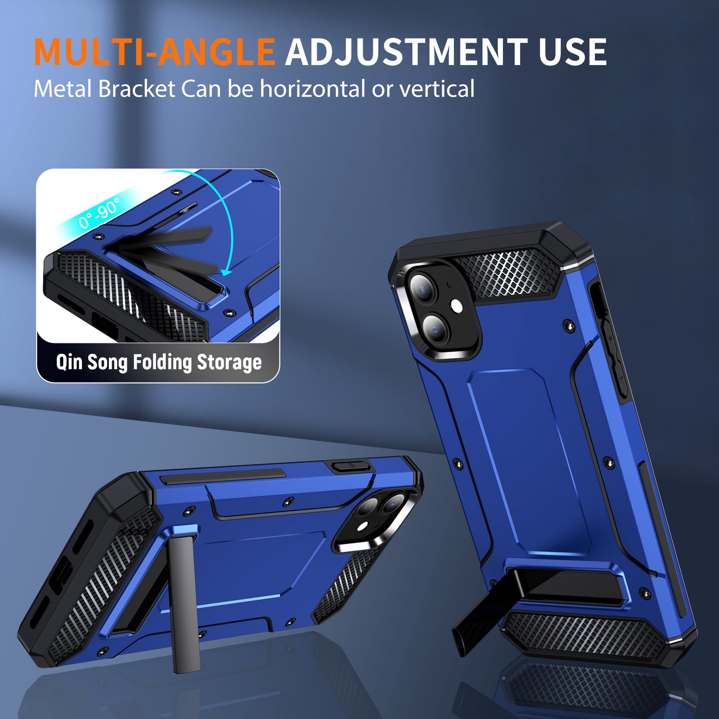 For iPhone 11 Flexible TPU + Hard PC Cover Kickstand Rugged Protective Phone Case