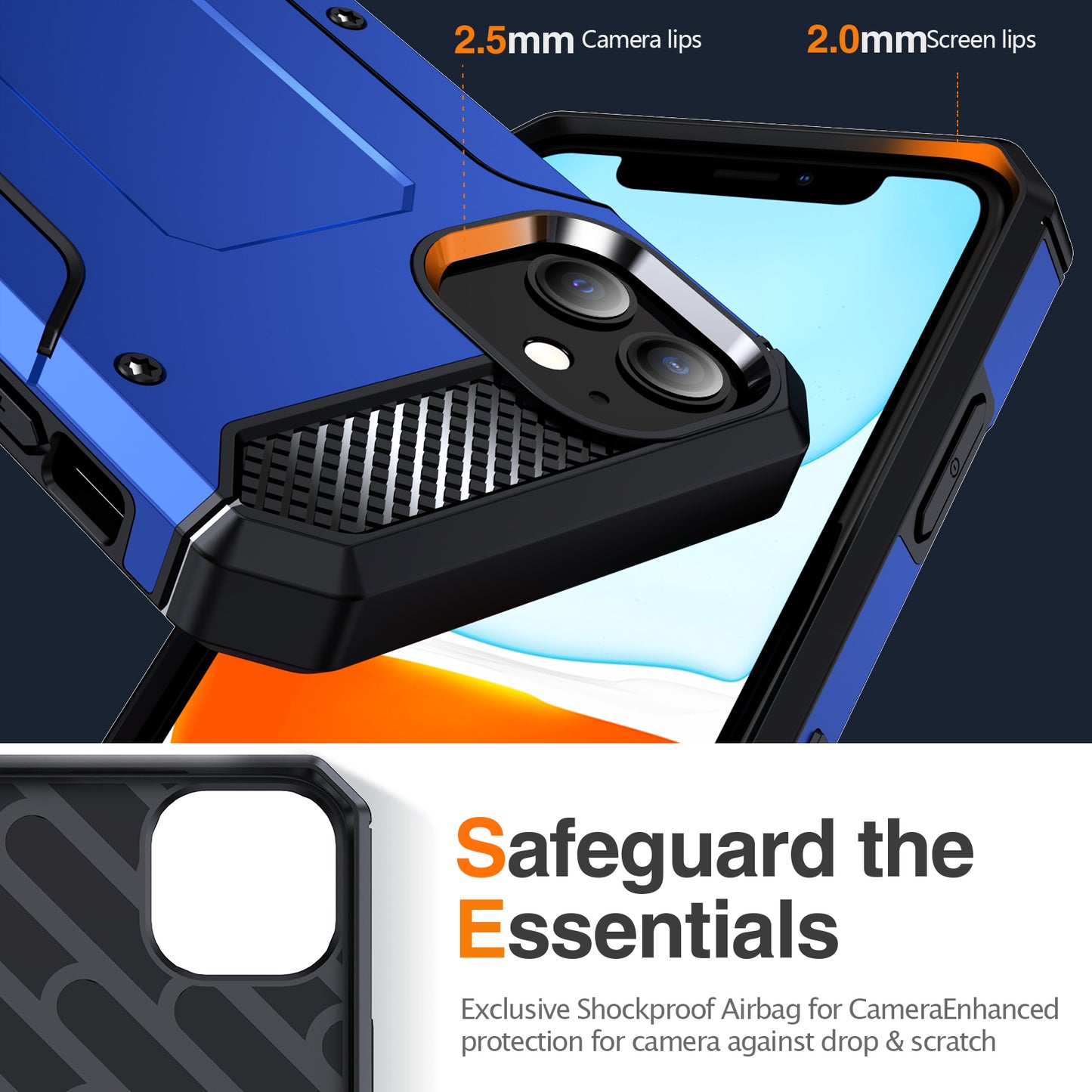 For iPhone 11 Flexible TPU + Hard PC Cover Kickstand Rugged Protective Phone Case