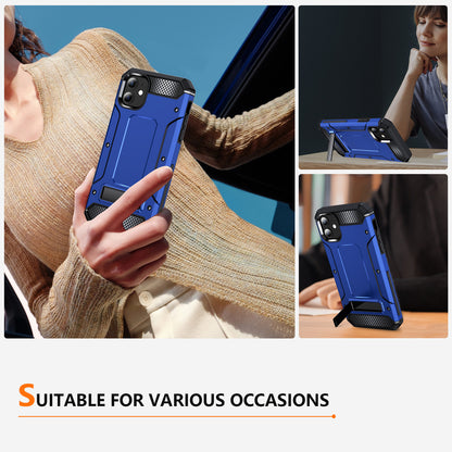 For iPhone 11 Flexible TPU + Hard PC Cover Kickstand Rugged Protective Phone Case
