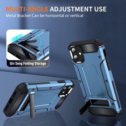 For iPhone 11 Flexible TPU + Hard PC Cover Kickstand Rugged Protective Phone Case