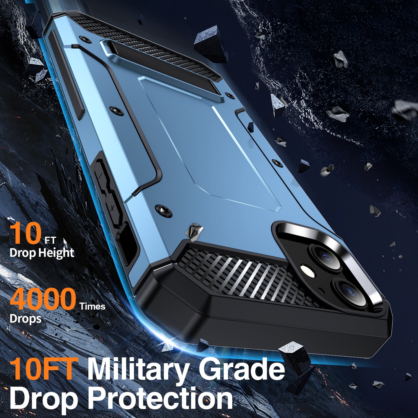 For iPhone 11 Flexible TPU + Hard PC Cover Kickstand Rugged Protective Phone Case