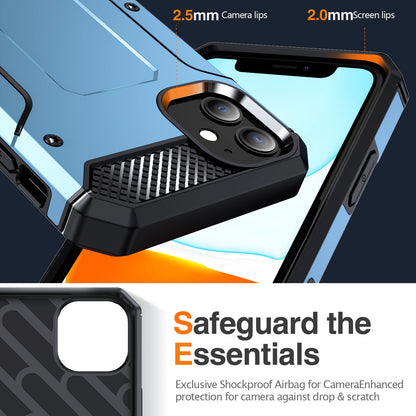 For iPhone 11 Flexible TPU + Hard PC Cover Kickstand Rugged Protective Phone Case