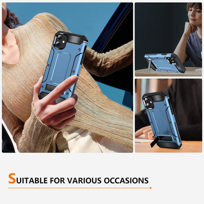 For iPhone 11 Flexible TPU + Hard PC Cover Kickstand Rugged Protective Phone Case