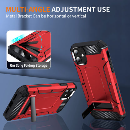 For iPhone 11 Flexible TPU + Hard PC Cover Kickstand Rugged Protective Phone Case