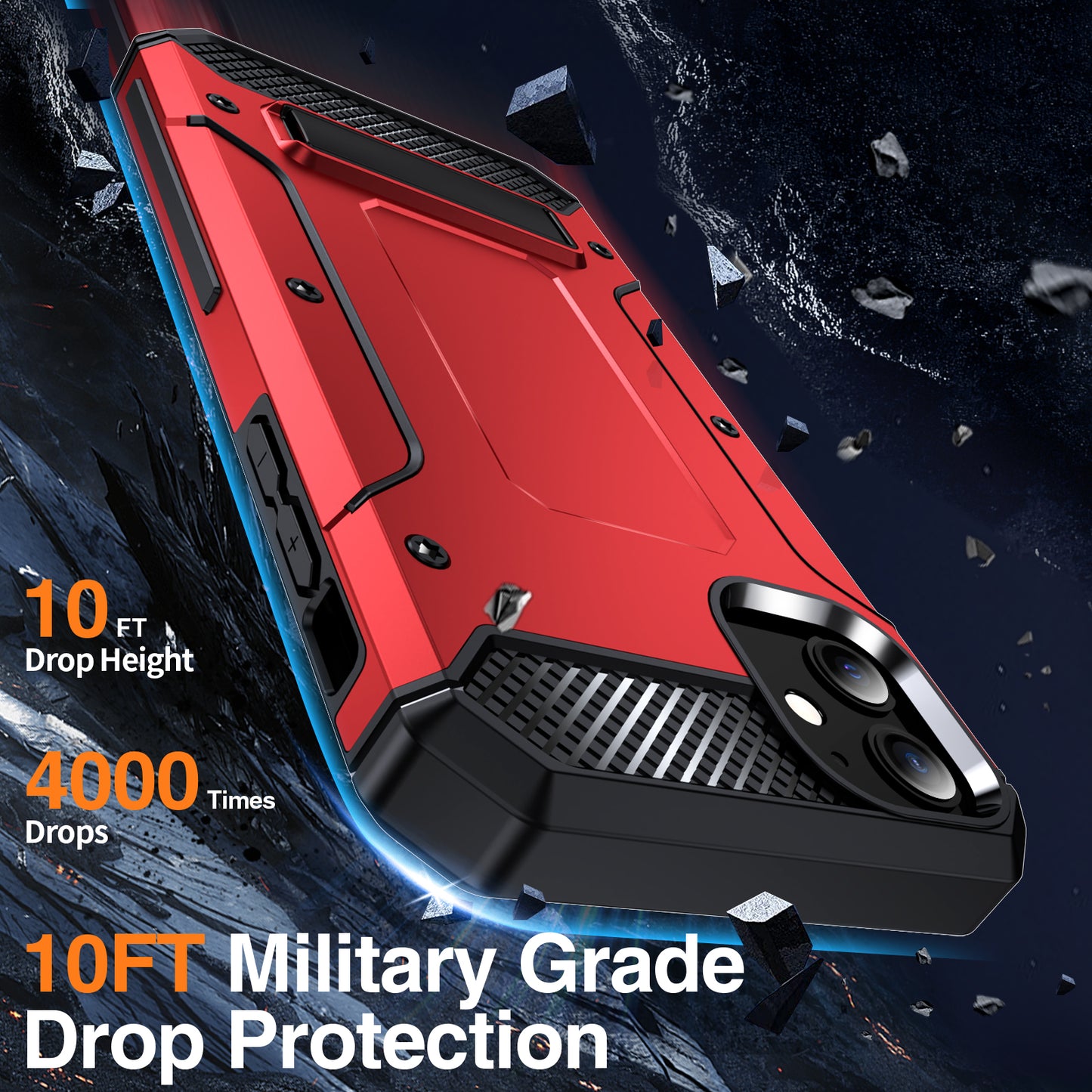 For iPhone 11 Flexible TPU + Hard PC Cover Kickstand Rugged Protective Phone Case