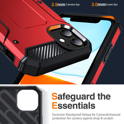 For iPhone 11 Flexible TPU + Hard PC Cover Kickstand Rugged Protective Phone Case