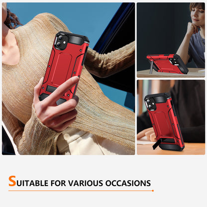 For iPhone 11 Flexible TPU + Hard PC Cover Kickstand Rugged Protective Phone Case