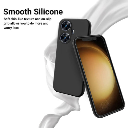 For Realme narzo N55 4G Liquid Silicone Phone Case Anti-drop Soft Lining Phone Cover with Strap