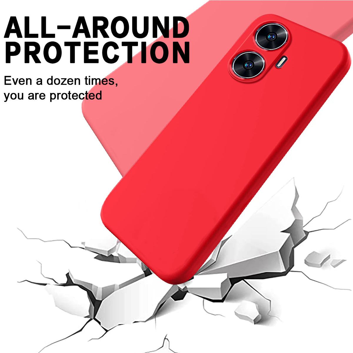For Realme narzo N55 4G Liquid Silicone Phone Case Anti-drop Soft Lining Phone Cover with Strap