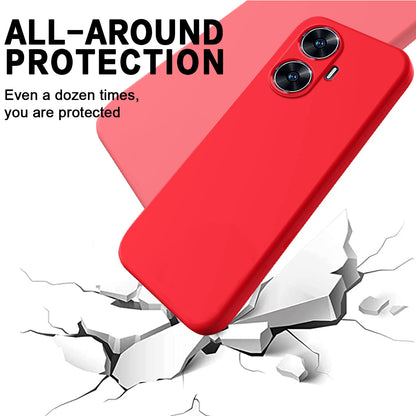 For Realme narzo N55 4G Liquid Silicone Phone Case Anti-drop Soft Lining Phone Cover with Strap