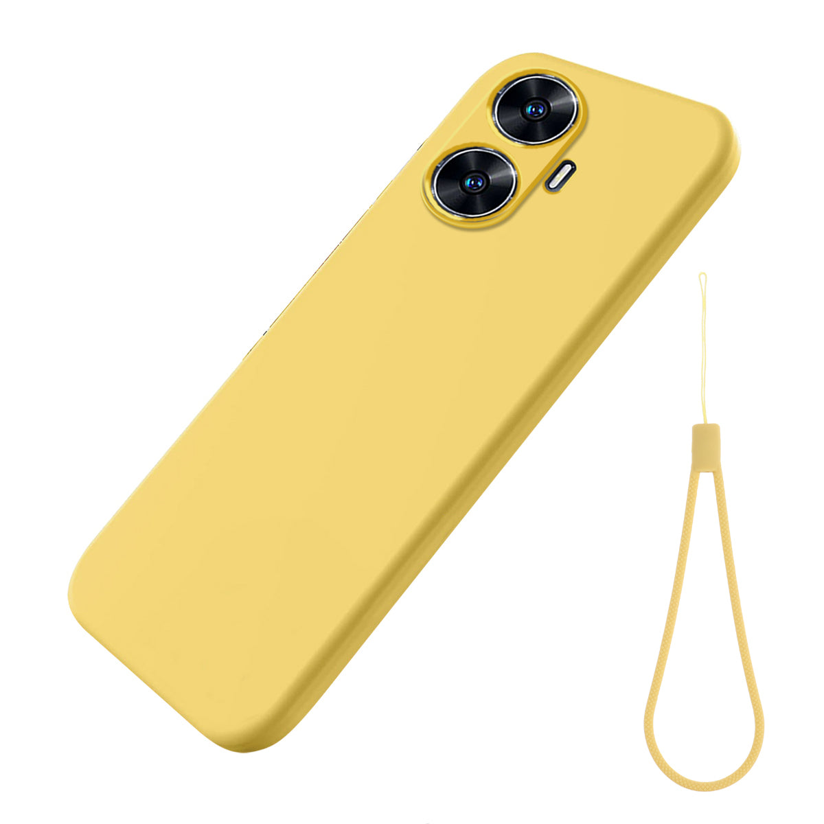 For Realme narzo N55 4G Liquid Silicone Phone Case Anti-drop Soft Lining Phone Cover with Strap