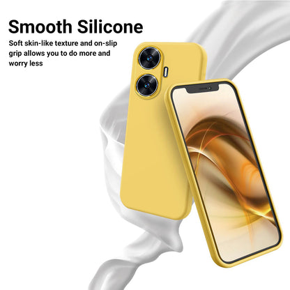 For Realme narzo N55 4G Liquid Silicone Phone Case Anti-drop Soft Lining Phone Cover with Strap