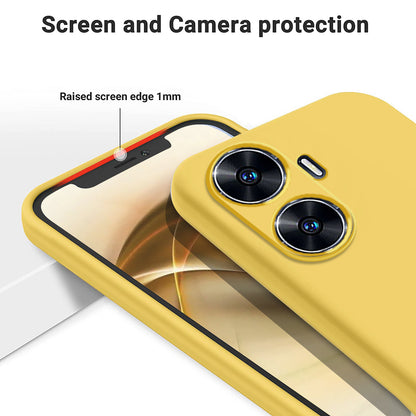 For Realme narzo N55 4G Liquid Silicone Phone Case Anti-drop Soft Lining Phone Cover with Strap