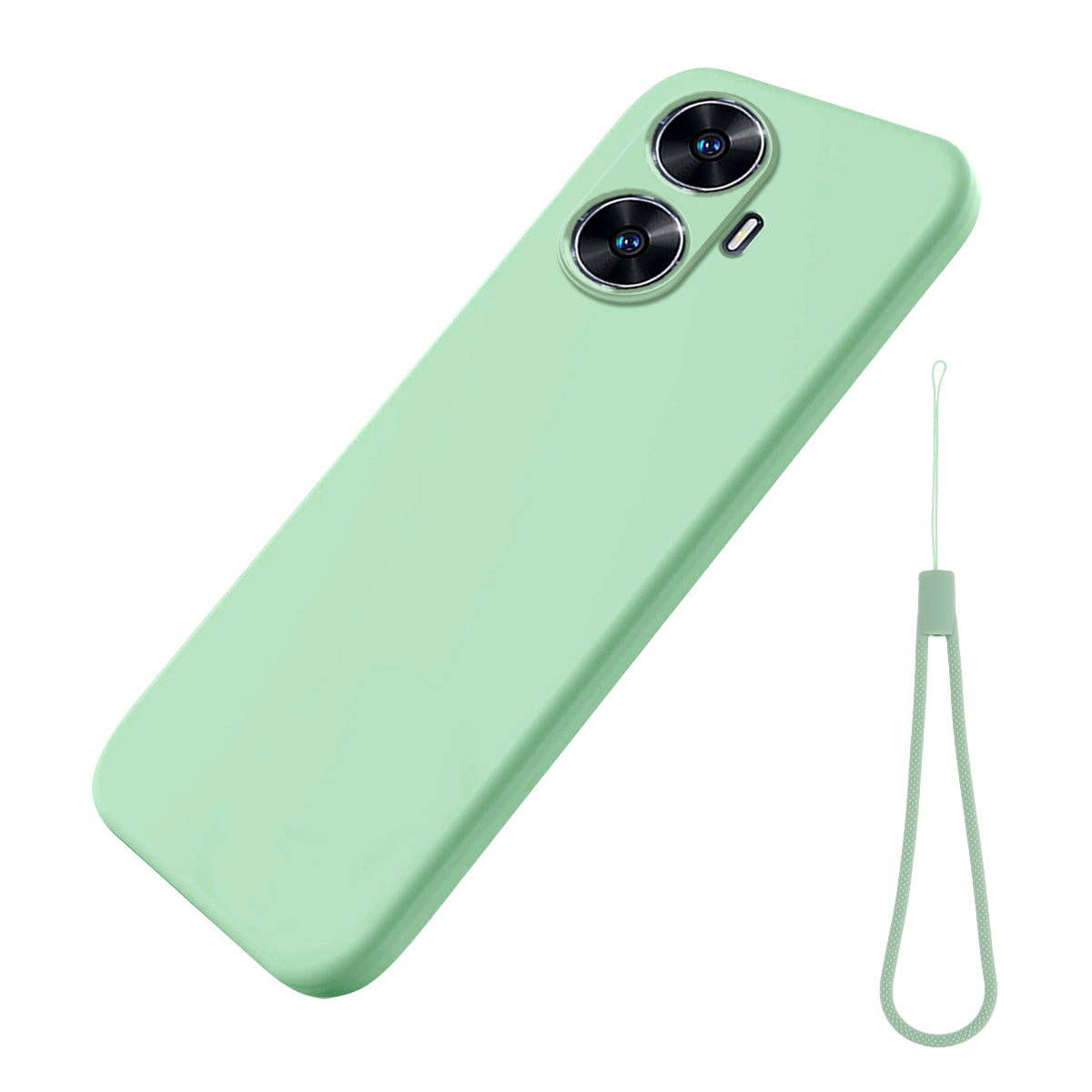 For Realme narzo N55 4G Liquid Silicone Phone Case Anti-drop Soft Lining Phone Cover with Strap
