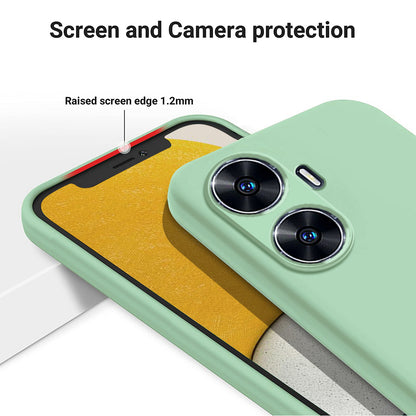 For Realme narzo N55 4G Liquid Silicone Phone Case Anti-drop Soft Lining Phone Cover with Strap