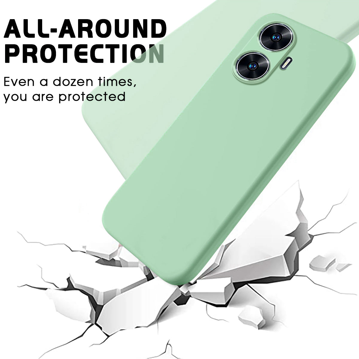 For Realme narzo N55 4G Liquid Silicone Phone Case Anti-drop Soft Lining Phone Cover with Strap