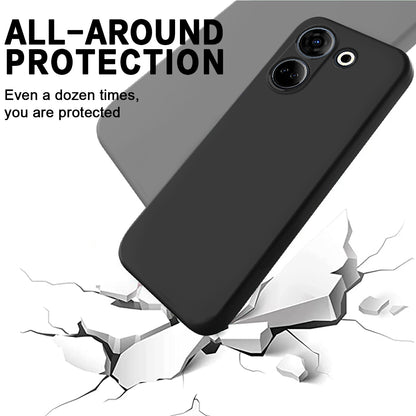For Tecno Camon 20 4G Liquid Silicone Phone Case Soft Lining Anti-scratch Phone Cover with Strap