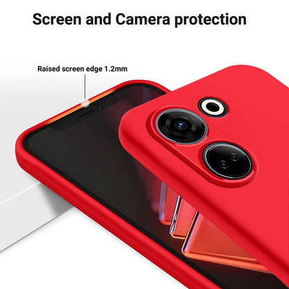 For Tecno Camon 20 4G Liquid Silicone Phone Case Soft Lining Anti-scratch Phone Cover with Strap