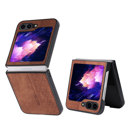 AZNS For Samsung Galaxy Z Flip5 5G Imprinted Pattern Phone Case PU Leather + Hard PC Thin Cover