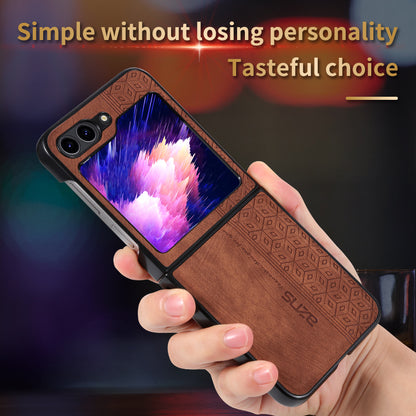 AZNS For Samsung Galaxy Z Flip5 5G Imprinted Pattern Phone Case PU Leather + Hard PC Thin Cover