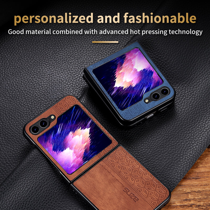 AZNS For Samsung Galaxy Z Flip5 5G Imprinted Pattern Phone Case PU Leather + Hard PC Thin Cover