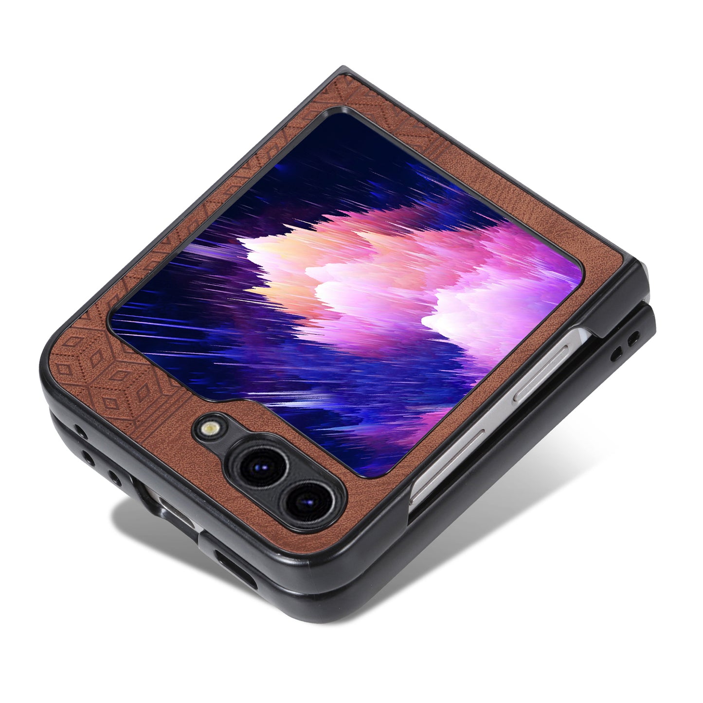 AZNS For Samsung Galaxy Z Flip5 5G Imprinted Pattern Phone Case PU Leather + Hard PC Thin Cover