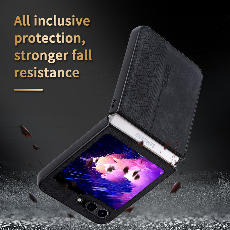 AZNS For Samsung Galaxy Z Flip5 5G Imprinted Pattern Phone Case PU Leather + Hard PC Thin Cover