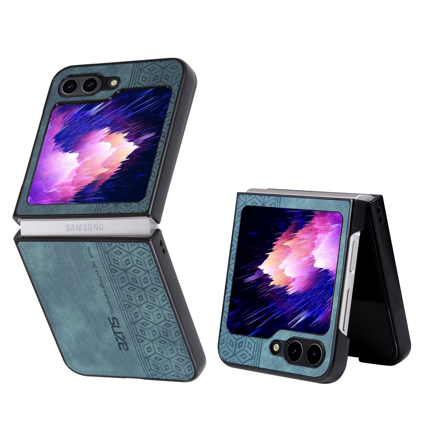 AZNS For Samsung Galaxy Z Flip5 5G Imprinted Pattern Phone Case PU Leather + Hard PC Thin Cover