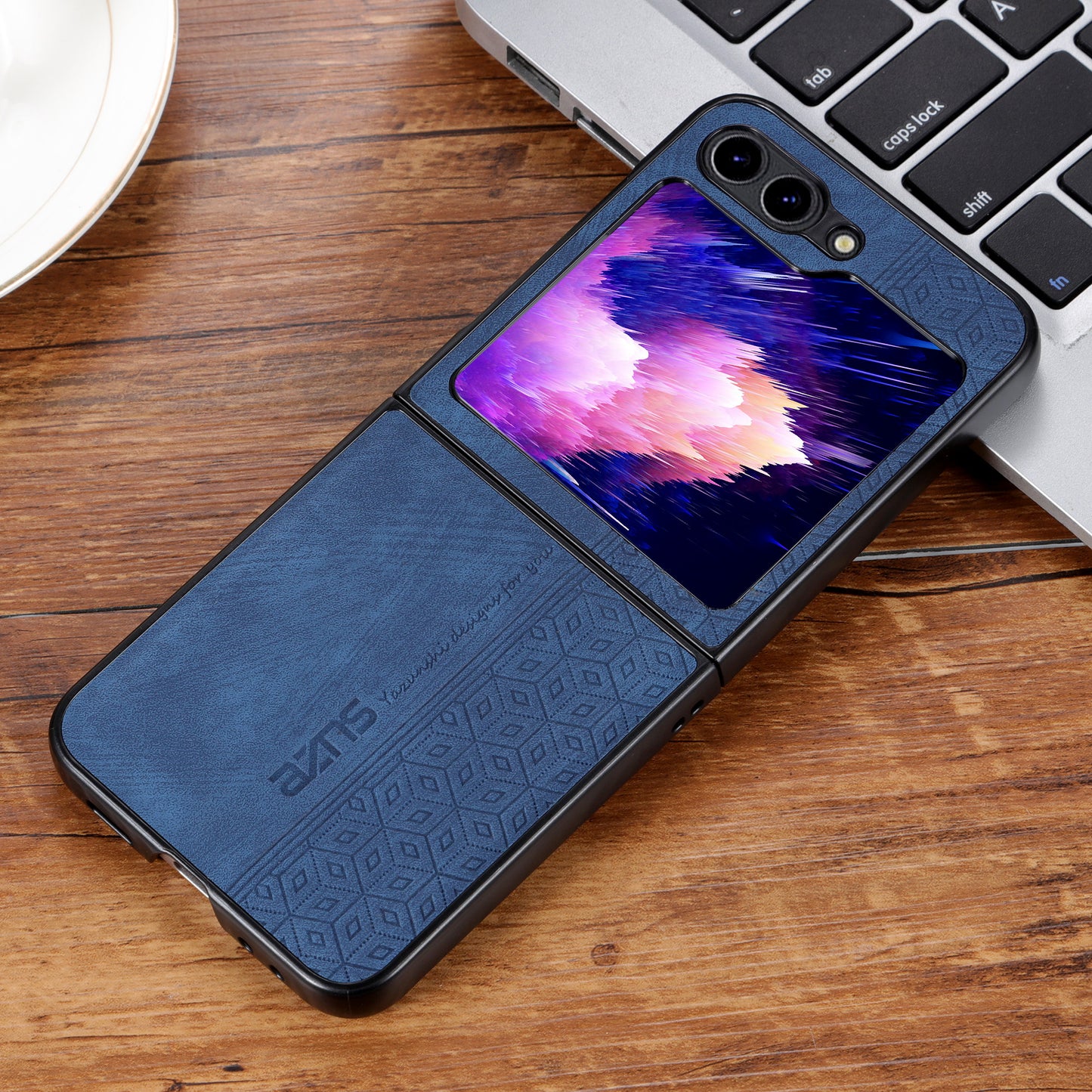 AZNS For Samsung Galaxy Z Flip5 5G Imprinted Pattern Phone Case PU Leather + Hard PC Thin Cover