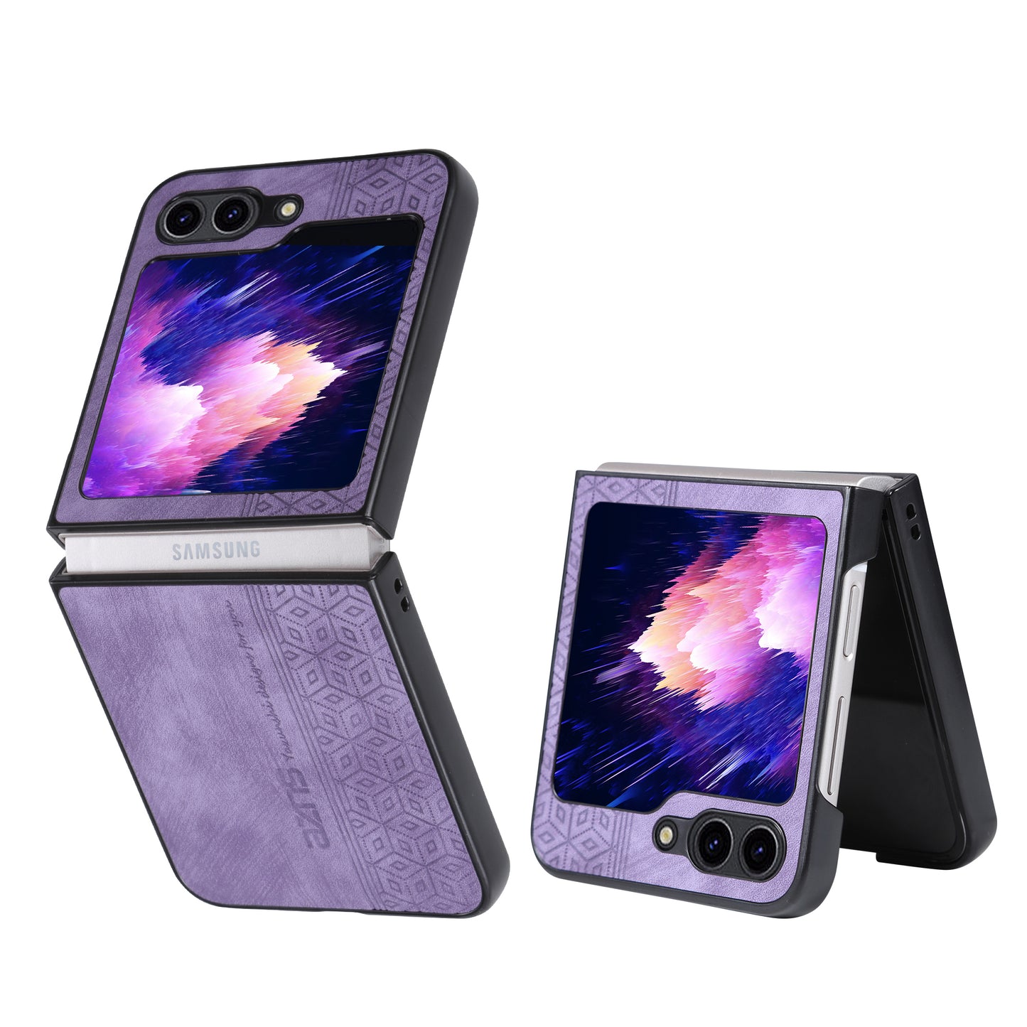 AZNS For Samsung Galaxy Z Flip5 5G Imprinted Pattern Phone Case PU Leather + Hard PC Thin Cover