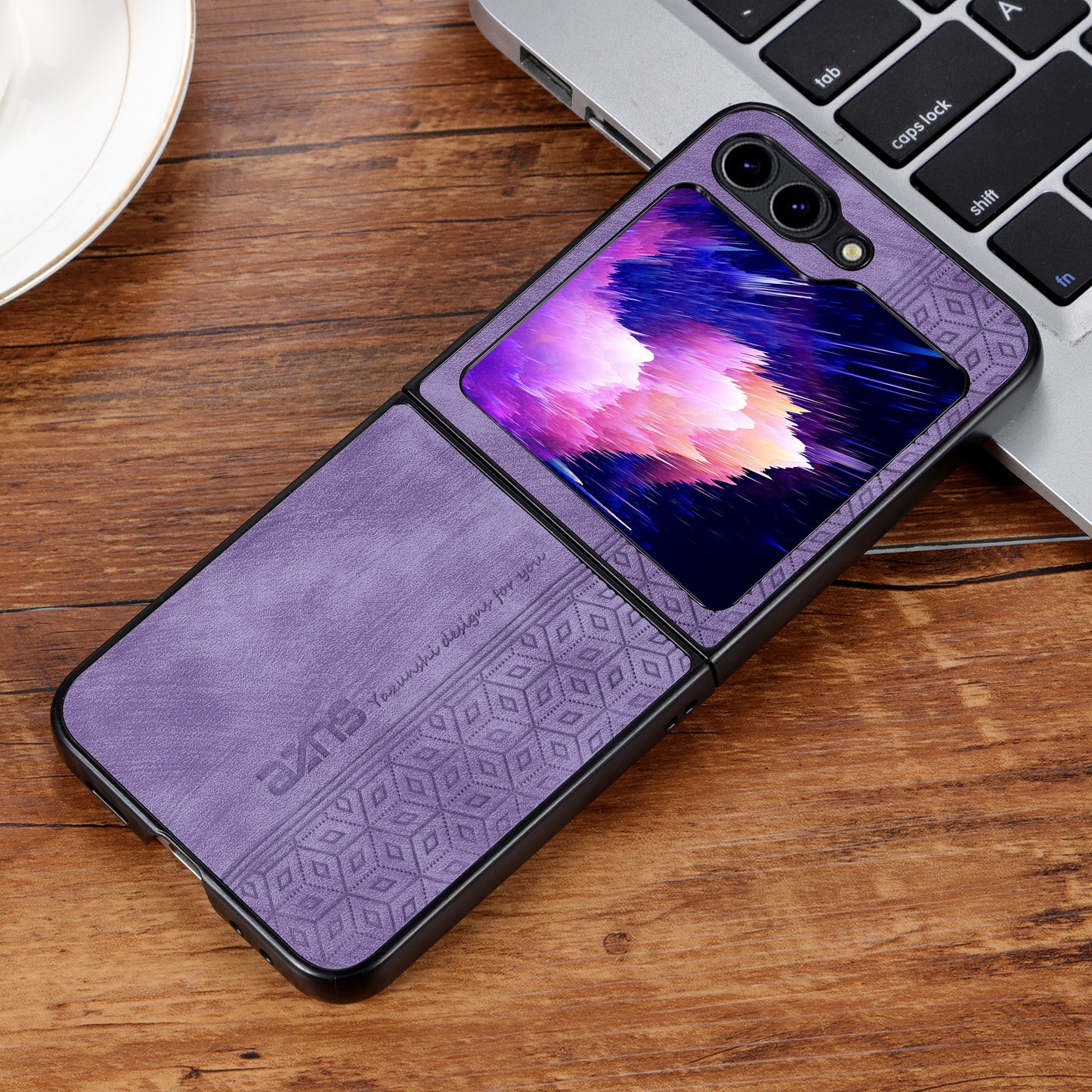 AZNS For Samsung Galaxy Z Flip5 5G Imprinted Pattern Phone Case PU Leather + Hard PC Thin Cover