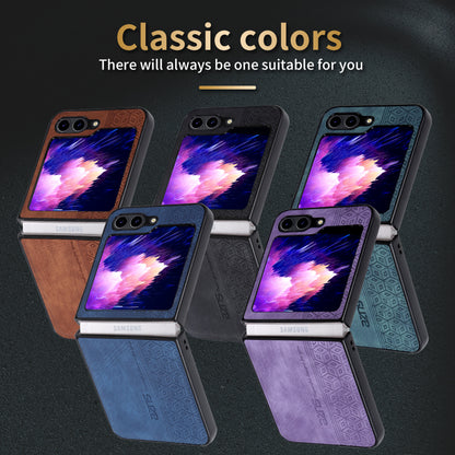 AZNS For Samsung Galaxy Z Flip5 5G Imprinted Pattern Phone Case PU Leather + Hard PC Thin Cover