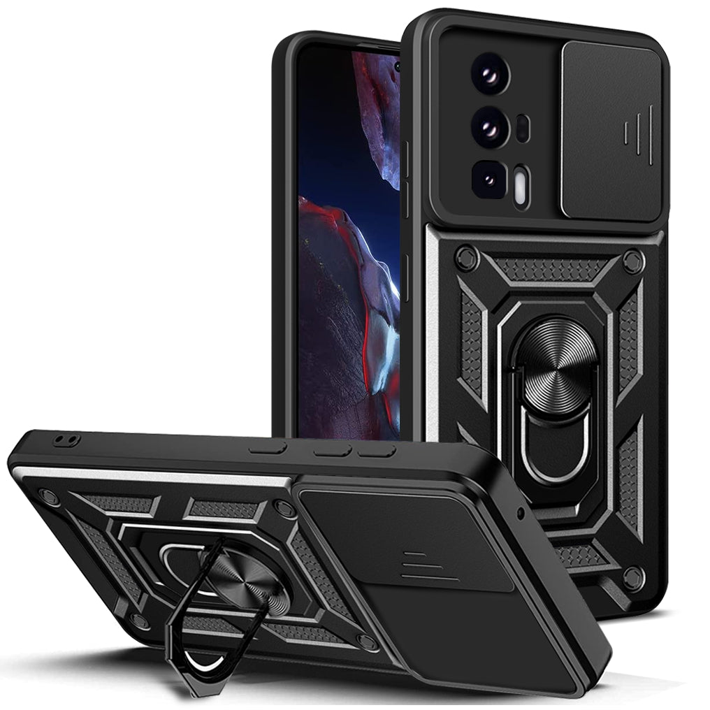 Phone Case for Xiaomi Poco F5 Pro 5G / Redmi K60 5G / K60 Pro 5G Camera Lens Slide Design PC+TPU Kickstand Cover