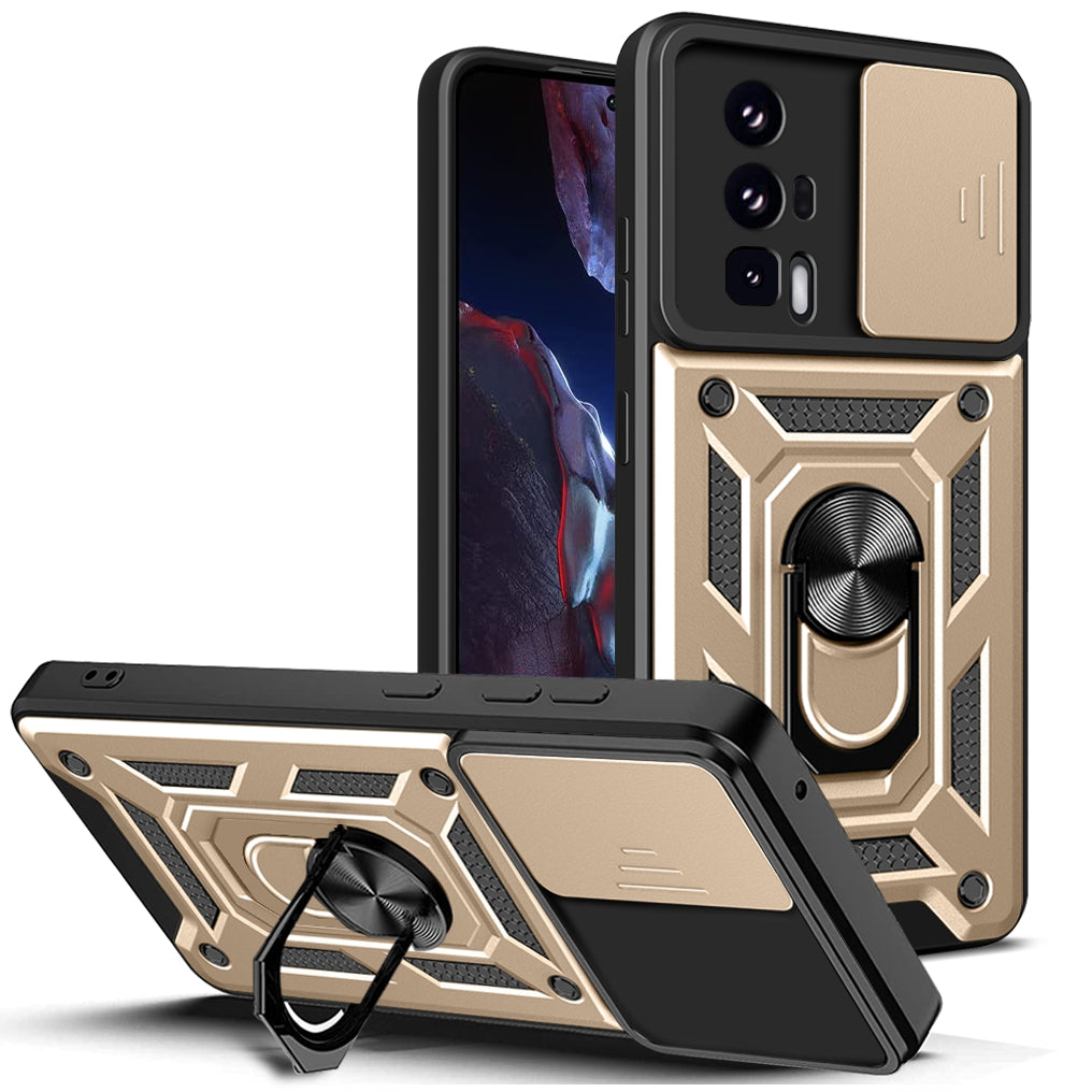 Phone Case for Xiaomi Poco F5 Pro 5G / Redmi K60 5G / K60 Pro 5G Camera Lens Slide Design PC+TPU Kickstand Cover