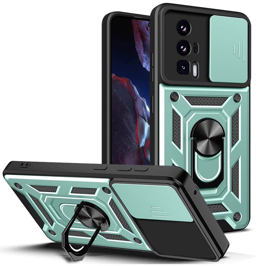 Phone Case for Xiaomi Poco F5 Pro 5G / Redmi K60 5G / K60 Pro 5G Camera Lens Slide Design PC+TPU Kickstand Cover