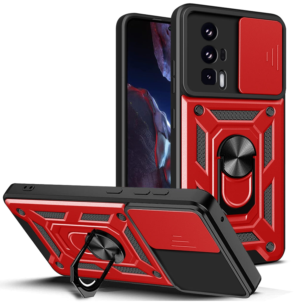 Phone Case for Xiaomi Poco F5 Pro 5G / Redmi K60 5G / K60 Pro 5G Camera Lens Slide Design PC+TPU Kickstand Cover