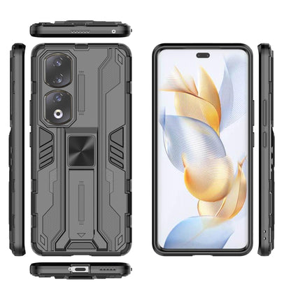 For Honor 90 Pro Shockproof Phone Cover with Kickstand Hard PC + Soft TPU Protective Case