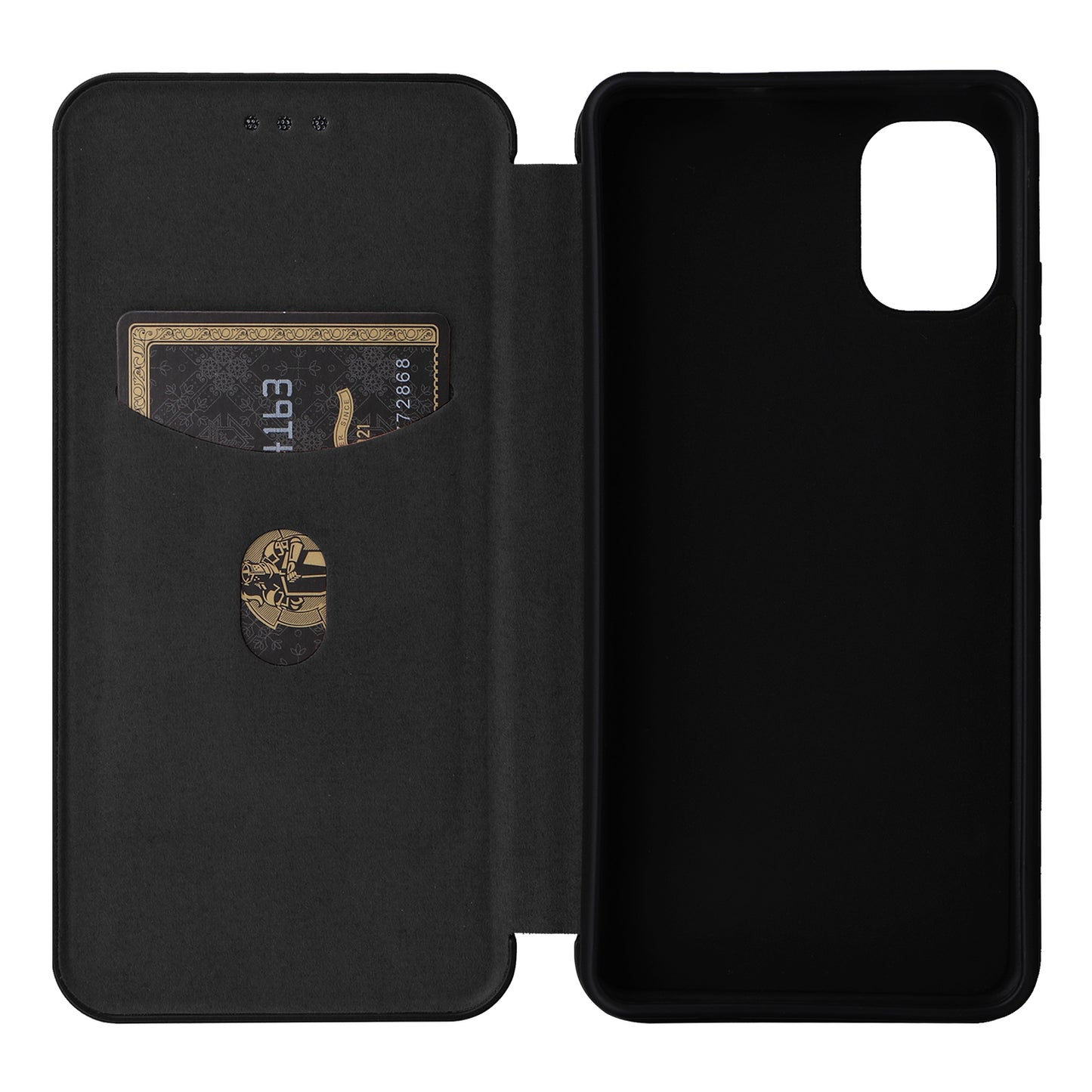 For Nokia C02 Card Holder PU Leather+TPU Phone Case Carbon Fiber Texture Stand Cover