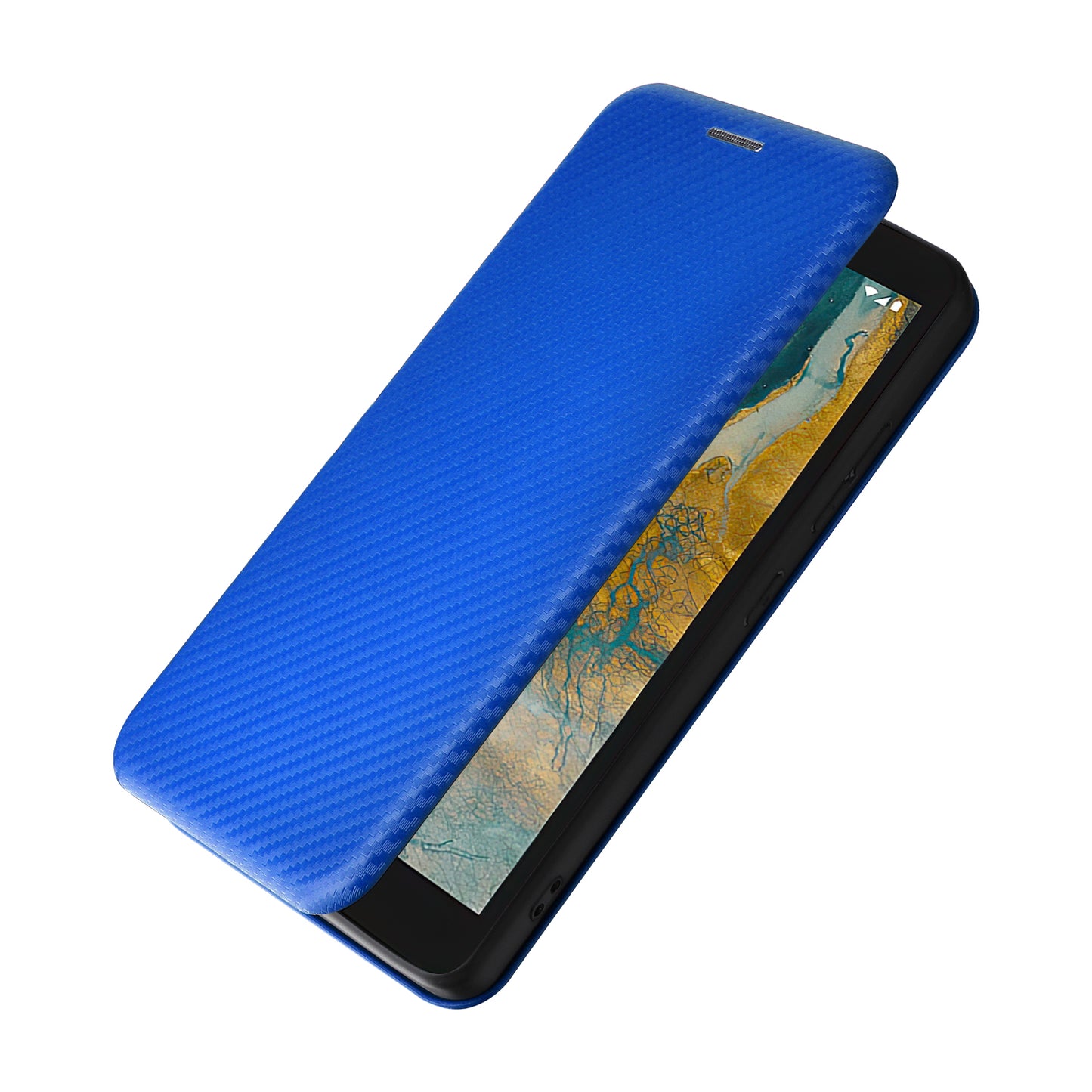 For Nokia C02 Card Holder PU Leather+TPU Phone Case Carbon Fiber Texture Stand Cover