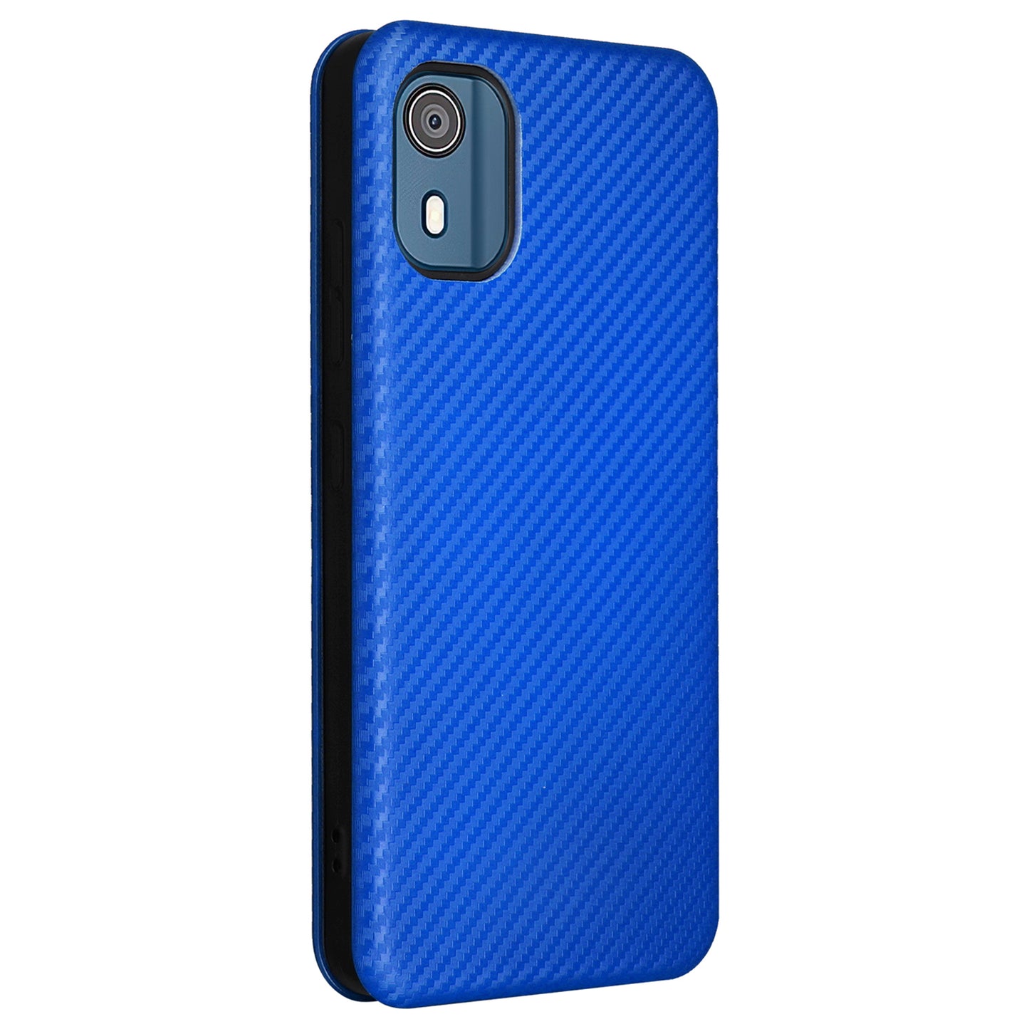 For Nokia C02 Card Holder PU Leather+TPU Phone Case Carbon Fiber Texture Stand Cover