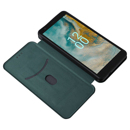 For Nokia C02 Card Holder PU Leather+TPU Phone Case Carbon Fiber Texture Stand Cover