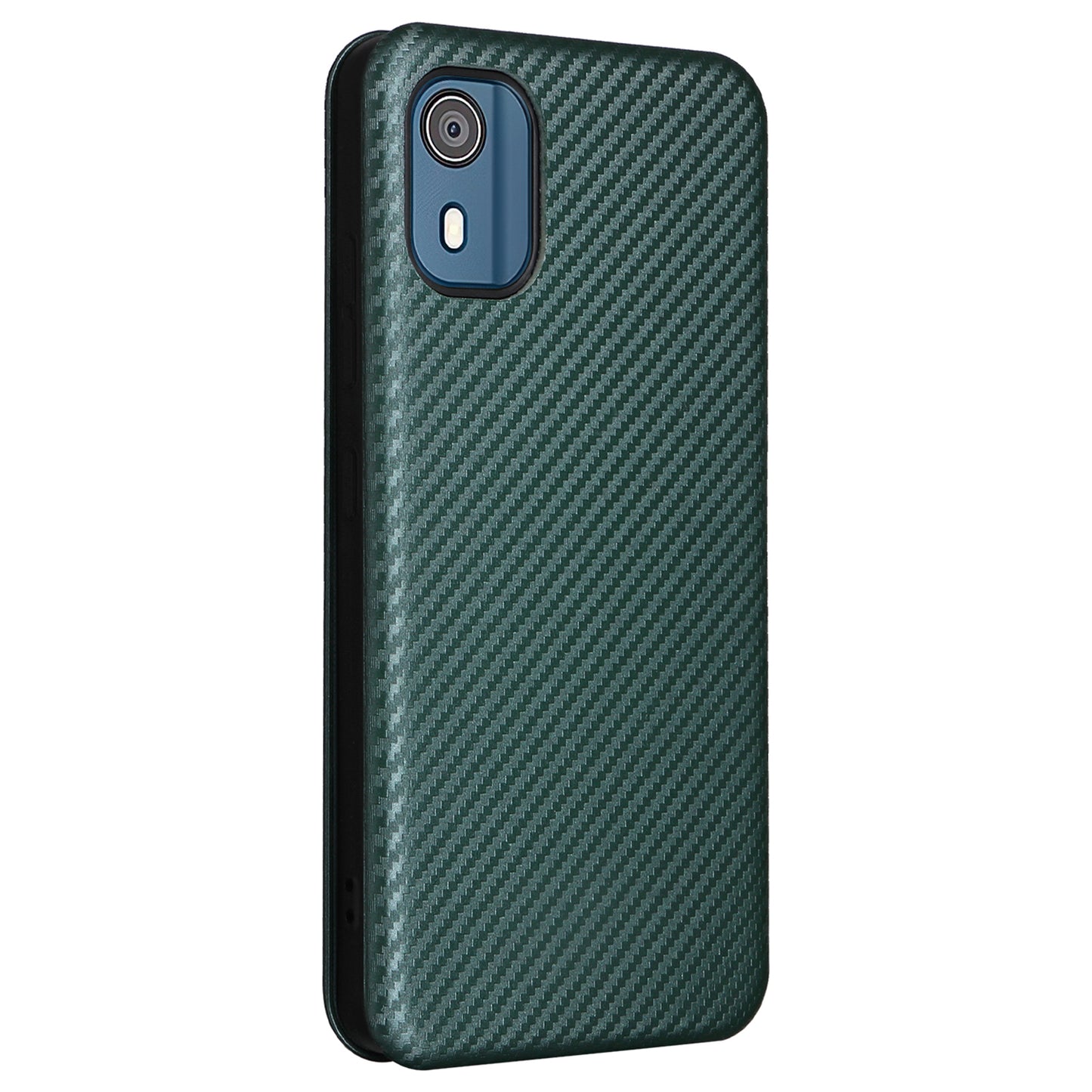 For Nokia C02 Card Holder PU Leather+TPU Phone Case Carbon Fiber Texture Stand Cover