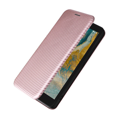 For Nokia C02 Card Holder PU Leather+TPU Phone Case Carbon Fiber Texture Stand Cover