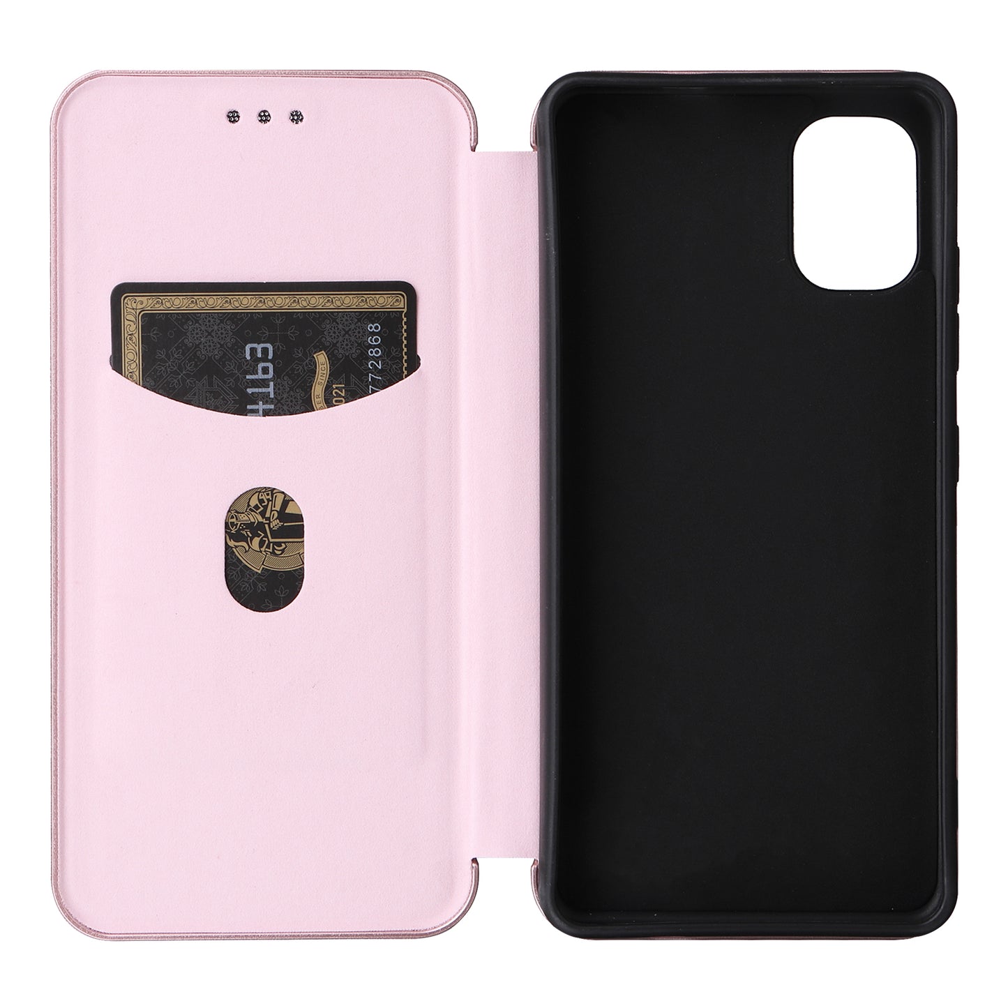 For Nokia C02 Card Holder PU Leather+TPU Phone Case Carbon Fiber Texture Stand Cover