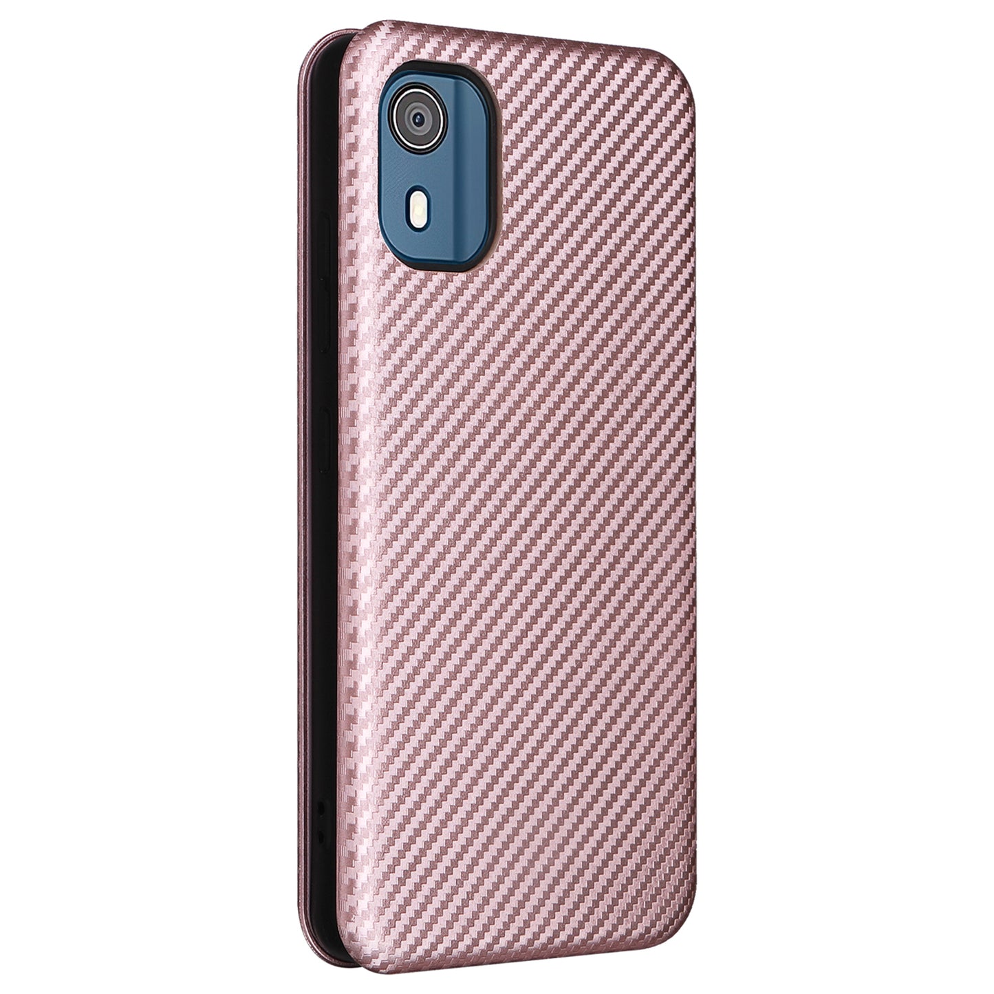 For Nokia C02 Card Holder PU Leather+TPU Phone Case Carbon Fiber Texture Stand Cover